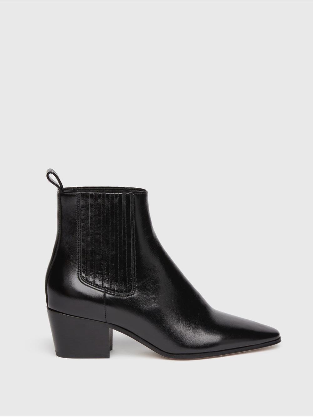 PAIGE Ryan Leather Ankle Boot Black Western Chelsea Block Heel Size 9.5